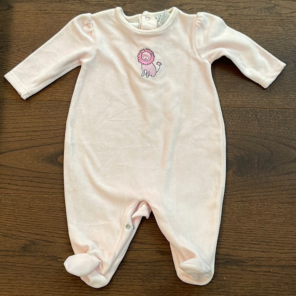 Barney New York Pink Girls Velour Onsie Size 6-9 months